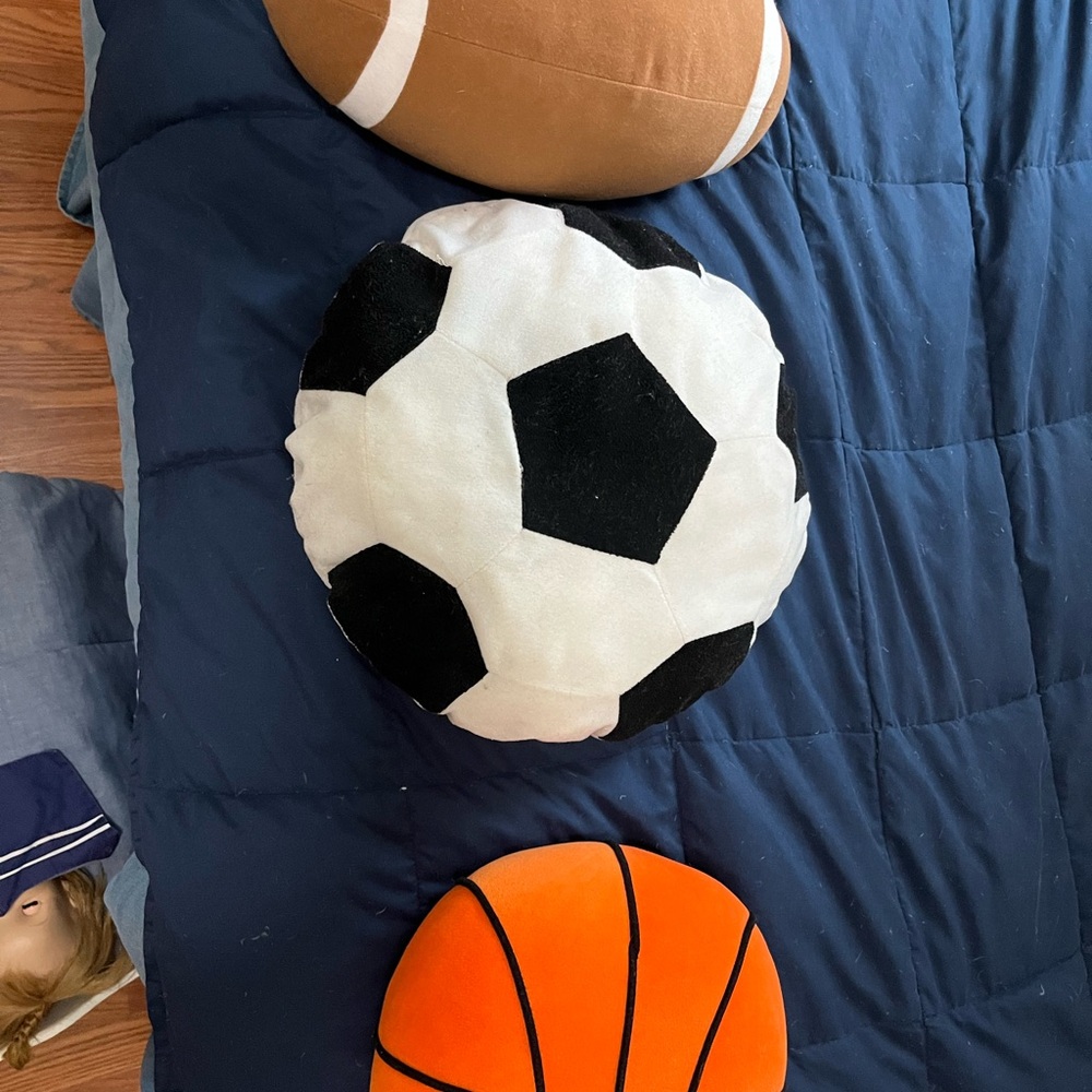 Sports-Themed Pillow Set - Orange, White, Brown